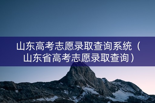 山东高考志愿录取查询系统（山东省高考志愿录取查询）