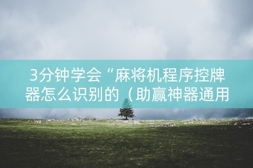 3分钟学会“麻将机程序控牌器怎么识别的（助赢神器通用版）