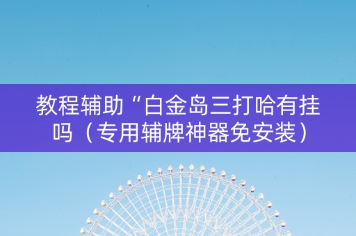 教程辅助“白金岛三打哈有挂吗（专用辅牌神器免安装）