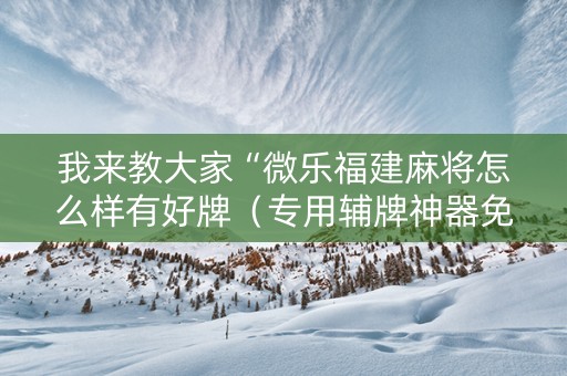 我来教大家“微乐福建麻将怎么样有好牌（专用辅牌神器免安装）