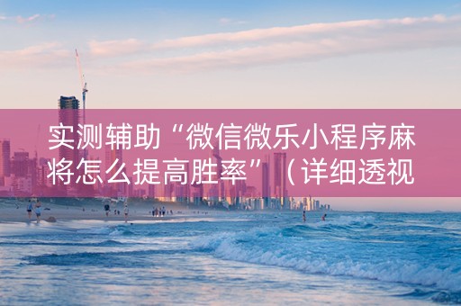 实测辅助“微信微乐小程序麻将怎么提高胜率”（详细透视教程）-哔哩哔哩