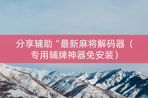 分享辅助“最新麻将解码器（专用辅牌神器免安装）