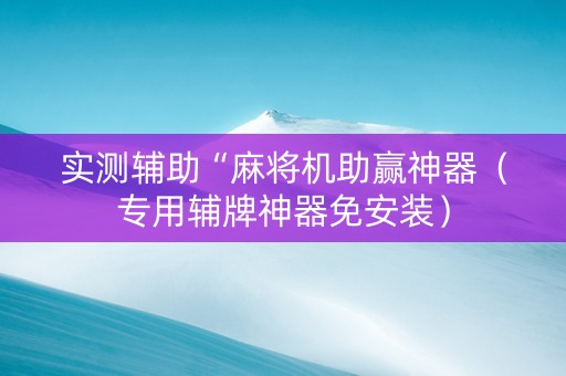 实测辅助“麻将机助赢神器（专用辅牌神器免安装）