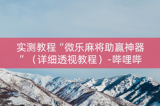 实测教程“微乐麻将助赢神器”（详细透视教程）-哔哩哔哩