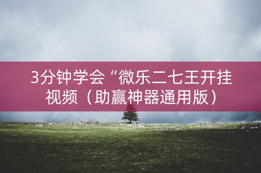 3分钟学会“微乐二七王开挂视频（助赢神器通用版）