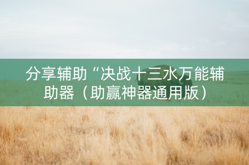 分享辅助“决战十三水万能辅助器（助赢神器通用版）