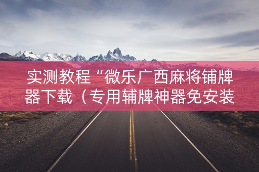 实测教程“微乐广西麻将铺牌器下载（专用辅牌神器免安装）