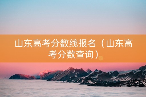 山东高考分数线报名（山东高考分数查询）