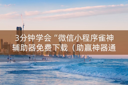 3分钟学会“微信小程序雀神辅助器免费下载（助赢神器通用版）