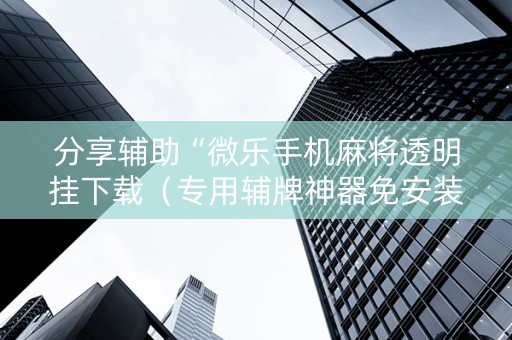 分享辅助“微乐手机麻将透明挂下载（专用辅牌神器免安装）