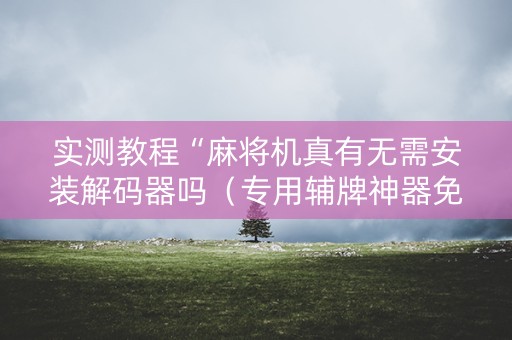 实测教程“麻将机真有无需安装解码器吗（专用辅牌神器免安装）