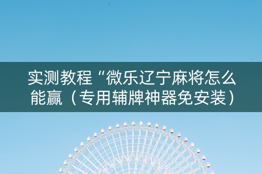 实测教程“微乐辽宁麻将怎么能赢（专用辅牌神器免安装）