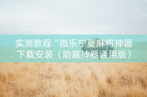 实测教程“微乐宁夏麻将神器下载安装（助赢神器通用版）
