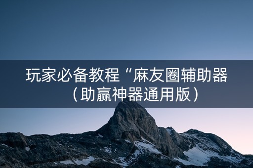 玩家必备教程“麻友圈辅助器（助赢神器通用版）