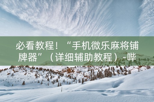 必看教程！“手机微乐麻将铺牌器”（详细辅助教程）-哔哩哔哩