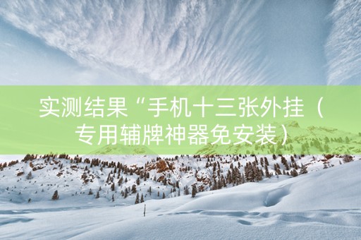 实测结果“手机十三张外挂（专用辅牌神器免安装）