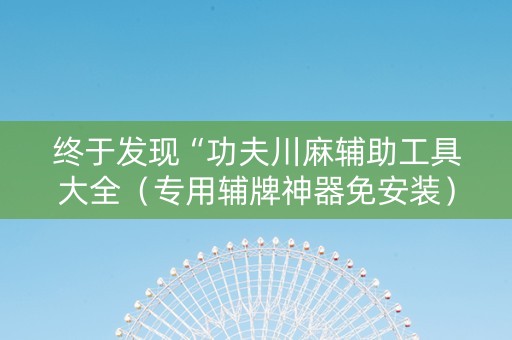 终于发现“功夫川麻辅助工具大全（专用辅牌神器免安装）