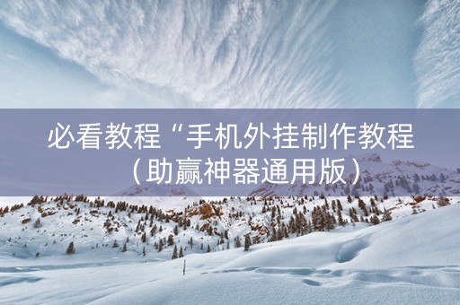 必看教程“手机外挂制作教程（助赢神器通用版）