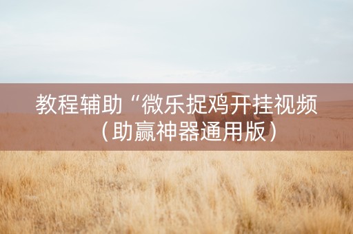 教程辅助“微乐捉鸡开挂视频（助赢神器通用版）