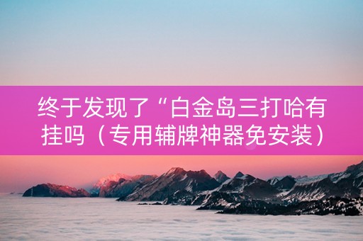 终于发现了“白金岛三打哈有挂吗（专用辅牌神器免安装）