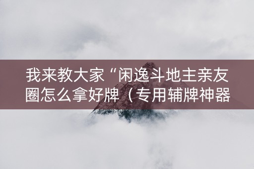 我来教大家“闲逸斗地主亲友圈怎么拿好牌（专用辅牌神器免安装）