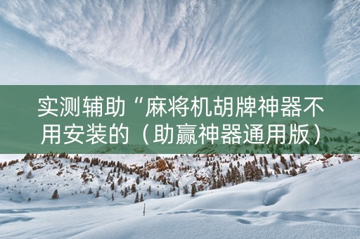 实测辅助“麻将机胡牌神器不用安装的（助赢神器通用版）