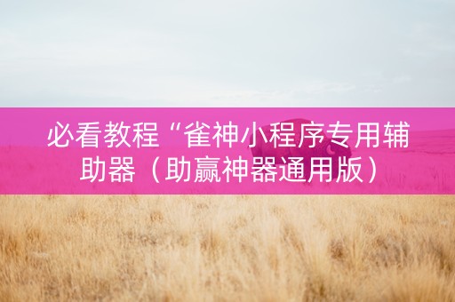 必看教程“雀神小程序专用辅助器（助赢神器通用版）