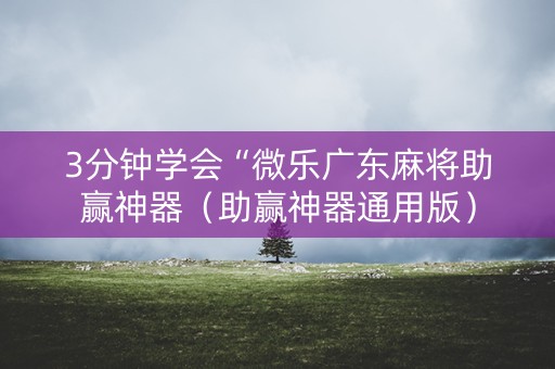 3分钟学会“微乐广东麻将助赢神器（助赢神器通用版）
