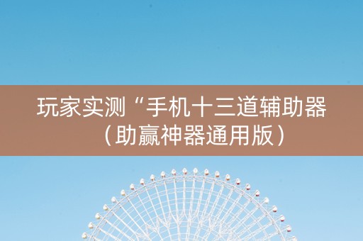 玩家实测“手机十三道辅助器（助赢神器通用版）