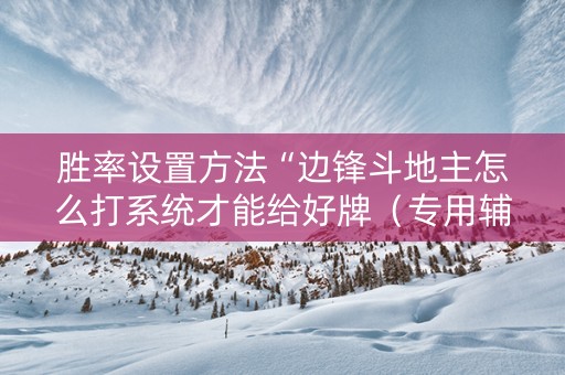 胜率设置方法“边锋斗地主怎么打系统才能给好牌（专用辅牌神器免安装）