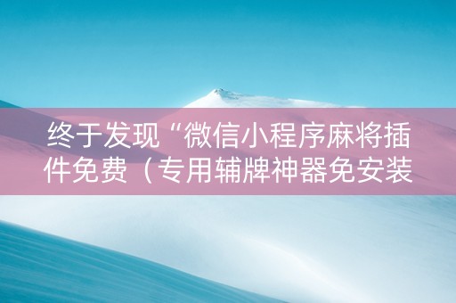终于发现“微信小程序麻将插件免费（专用辅牌神器免安装）