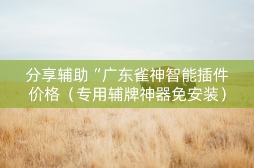 分享辅助“广东雀神智能插件价格（专用辅牌神器免安装）