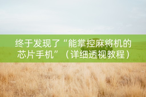 终于发现了“能掌控麻将机的芯片手机”（详细透视教程）-哔哩哔哩