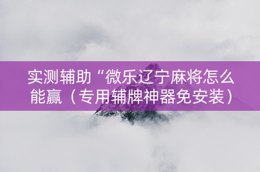 实测辅助“微乐辽宁麻将怎么能赢（专用辅牌神器免安装）