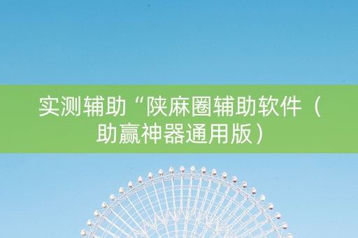实测辅助“陕麻圈辅助软件（助赢神器通用版）