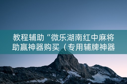 教程辅助“微乐湖南红中麻将助赢神器购买（专用辅牌神器免安装）