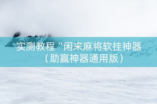 实测教程“闲来麻将软挂神器（助赢神器通用版）