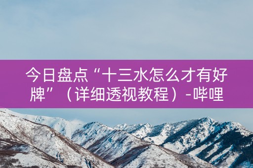 今日盘点“十三水怎么才有好牌”（详细透视教程）-哔哩哔哩