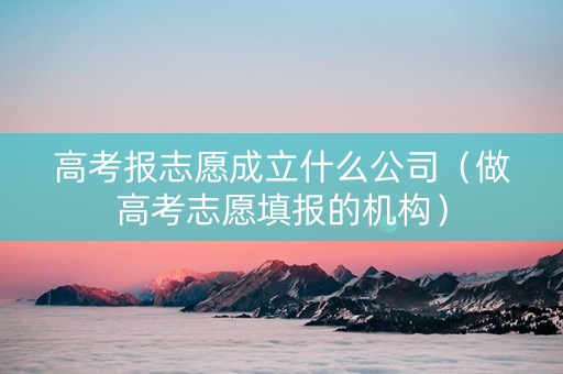 高考报志愿成立什么公司（做高考志愿填报的机构）