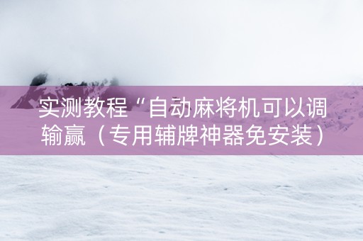 实测教程“自动麻将机可以调输赢（专用辅牌神器免安装）