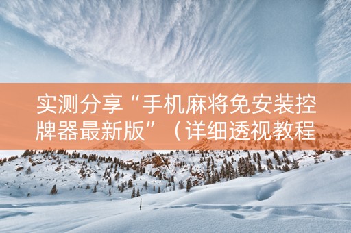 实测分享“手机麻将免安装控牌器最新版”（详细透视教程）-哔哩哔哩