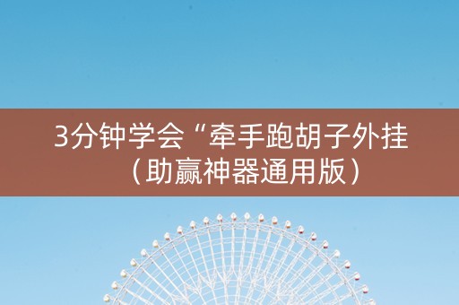 3分钟学会“牵手跑胡子外挂（助赢神器通用版）