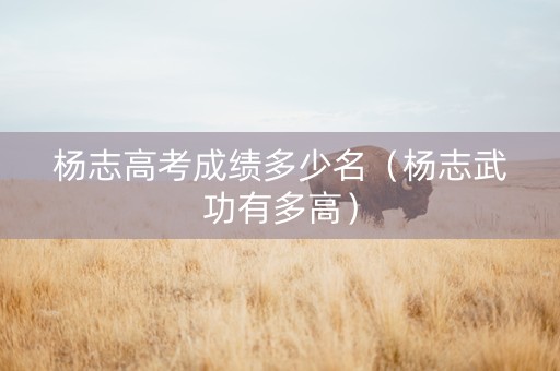 杨志高考成绩多少名（杨志武功有多高）