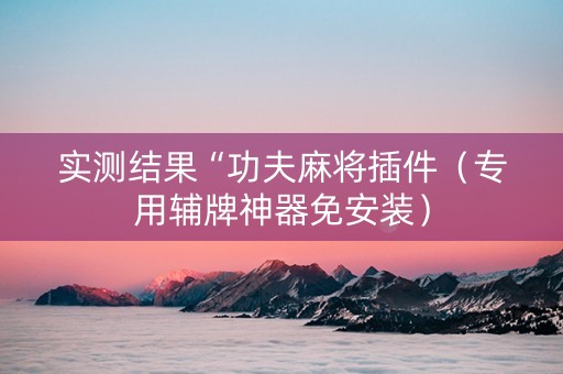 实测结果“功夫麻将插件（专用辅牌神器免安装）