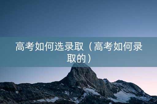 高考如何选录取（高考如何录取的）