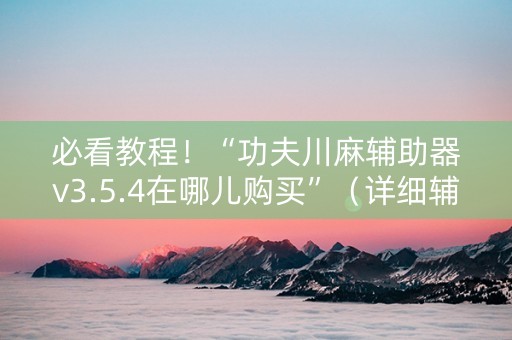 必看教程！“功夫川麻辅助器v3.5.4在哪儿购买”（详细辅助教程）-哔哩哔哩