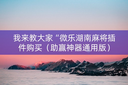 我来教大家“微乐湖南麻将插件购买（助赢神器通用版）