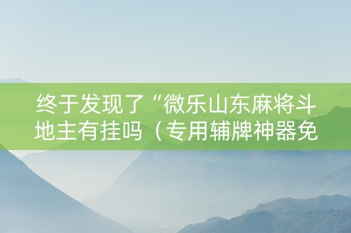 终于发现了“微乐山东麻将斗地主有挂吗（专用辅牌神器免安装）
