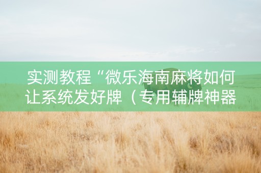 实测教程“微乐海南麻将如何让系统发好牌（专用辅牌神器免安装）