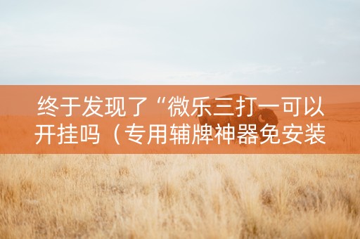 终于发现了“微乐三打一可以开挂吗（专用辅牌神器免安装）